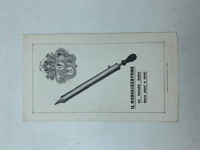 Lampada Escolapio. Brevetto O. M. De Benedictis, Bergamo (pieghevole pubblicitario)
